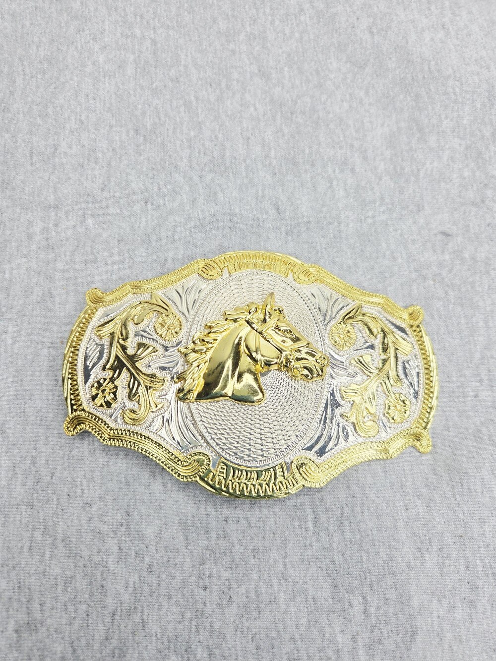 Large Two Tone Horse Head Western Belt Buckle